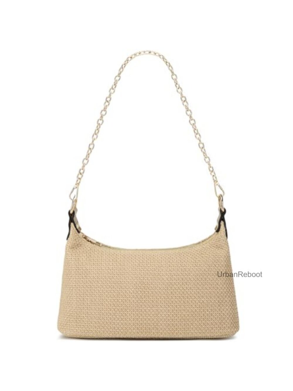 Woven Straw Shoulder Bag Polyester Boho Chain Strap Small Hobo Purse Beach